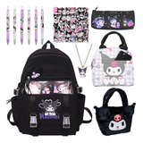 Juego De 61 Mochilas Escolares Kawaii Kuromi Y Kits De Bolso