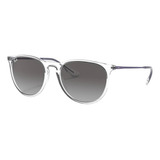 Óculos De Sol Ray-ban Erika Color Mix Standard Armação De Náilon Cor Polished Shiny Transparent, Lente Grey Degradada, Haste Violet De Metal - Rb4171