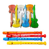 10 Guitarra Infantil + 10 Flauta Musical Brinquedo Atacado