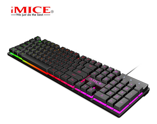 Teclado Gamer Imice Ak-600 Qwerty Inglés Us Color Negro Con Luz Rgb