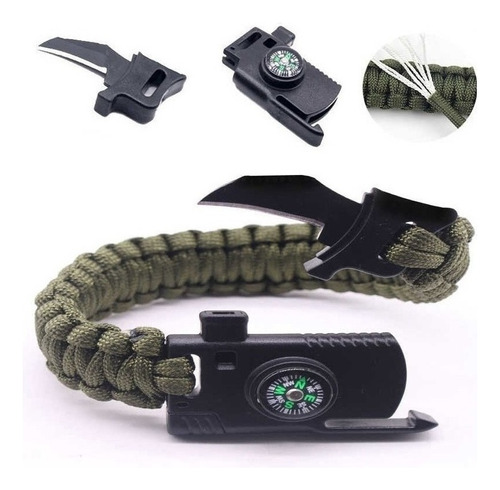 Pulsera Navaja Silbato Brujula Militar Supervivencia Camping