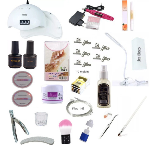 Kit Acrigel Manicure Unha Gel Curso Cabine Fibra Alongamento