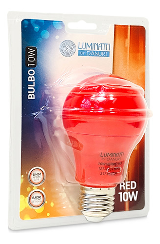 Luminatti - Lâmpada A60 Led 10w Bivolt E27 Vermelha - Lm210 Cor Da Luz Vermelho