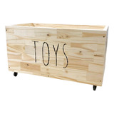Baú De Madeira Infantil Para Brinquedos Com Rodinhas - Toys