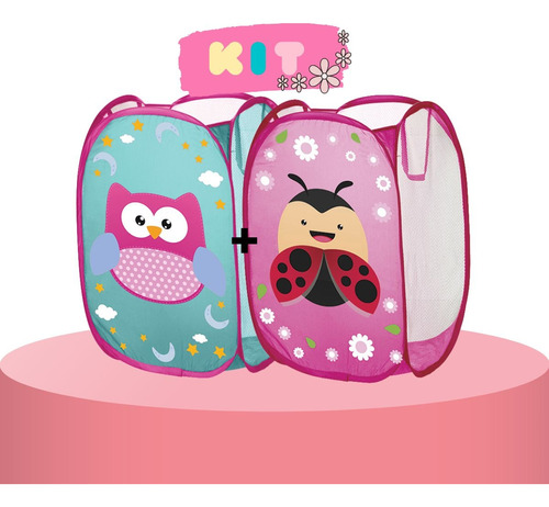 Kit 2 Cesto Organizador Infantil Brinquedo Roupa Dobrável