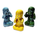 Trio De Budas Sabios Em Ceramica 15229