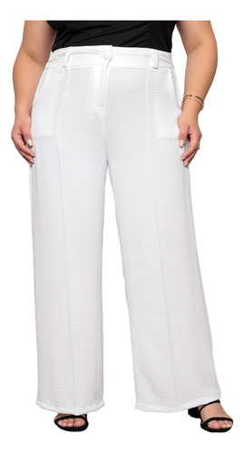 Calça Pantalona Plus Size Tecido Duna Wide Leg G1 G2 G3 