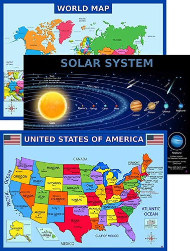 Impresiones Mapa Del Mundo, Estados Unidos Ee.uu. Mapa, Sist