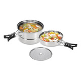 Set De Cocina Camping 3pcs Acero Inoxidable Sartén Olla Parr