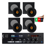 4 Falante Leson Jb6 Embutir Quad Preto+ Amplificador Bt 500w