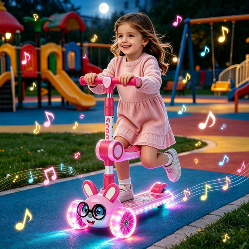 Scooter Patin Del Diablo Asiento Luces Y Musica Niños 2-8año