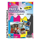 100 Hojas Papel Fotográfico Brillante Glossy 135 Gr A4 Fotos