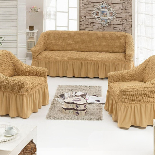 Juego Fundas Sillon Turca Sofa Living 1+1+3 Elasticada