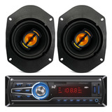 2 Auto Falantes 5x7 Pol Jb57 Flex 110w + Rádio Mp3 Bluetooth