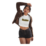 Playera Crop Top Steelers Letras Nfl Logo