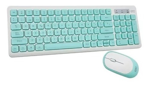 Kit Teclado Mouse Inalambrico Gtc Cbg-017v 1200 Dpi Color Del Teclado Verde