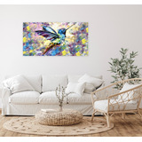 Colibrí, Tipo Óleo 60x120 Cuadro Decorativo Canvas