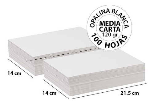 Opalina Blanca Media Carta 120 Gr - 1,000 Hojas