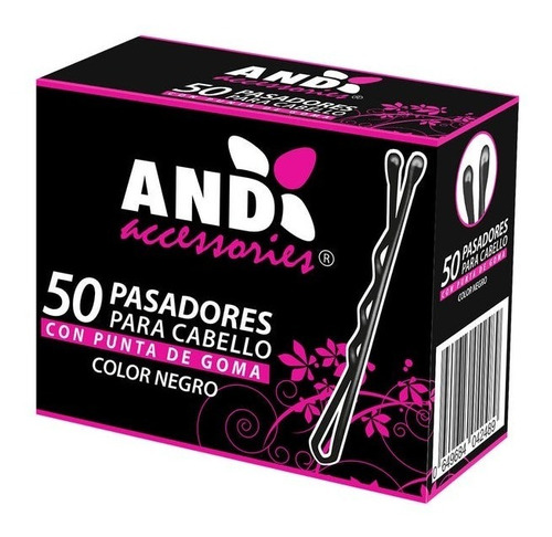 50 Pasadores Para Cabello Con Punta De Goma And Negro 