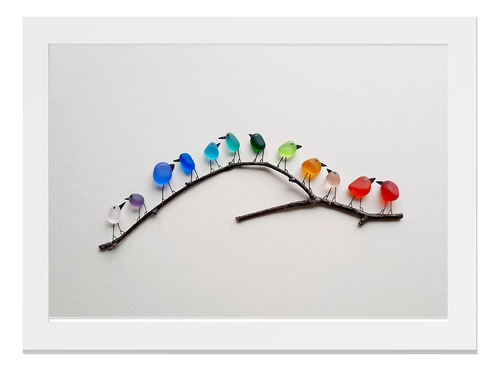 Arte De Vidrio Marino P Sea Glass, Diseño De Pájaros, Decora