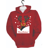 Buzos Hoodie Navideño Reno Nieve Navidad Adultos Niños