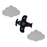 Kit 2 Nuvem Com Led E Um Avião Com Led Luminaria Bebe 3pc