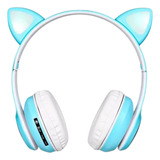 Fone Bluetooth Orelha De Gato Led Colorido (azul)