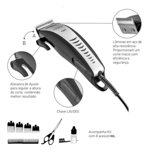 Maquininha Cortador Cabelos Barbeador Aparador De Pelos Cr7