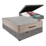 Cama Box Baú Viúvo Colchão Ortobom Airtech Springpocket Cor Cinza