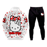 Conjunto De Moletom Infantil Hello Kitty Gatinha Fofa Boneca