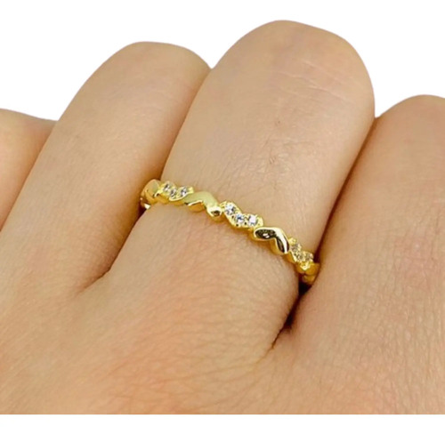 Anillo Sin Fin Mini Corazones Y Baño De Oro Ap 441-13