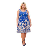 Roupa Feminina Vestido Midi Estampado Plus Size 