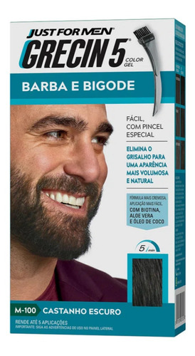 Grecin 5 Color Gel Barba E Bigode Castanho Escuro M-100 28g