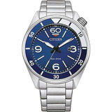 Reloj Citizen Eco-drive Aw1711-87l Original Caballero Color De La Correa Acero Color Del Bisel Azul Color Del Fondo Azul