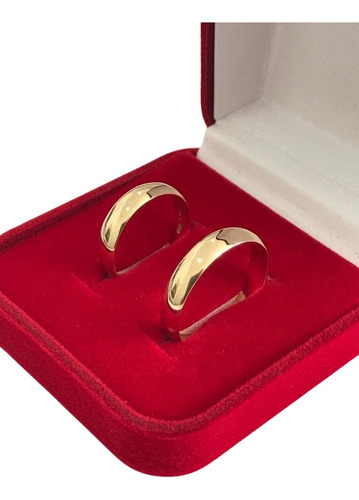 Par De Alianças De Casamento Ouro 18k 4mm Super Polida