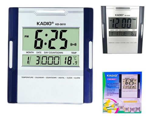 Reloj Digital De Pared Cuadrado Kadio Kd-3810 Gris