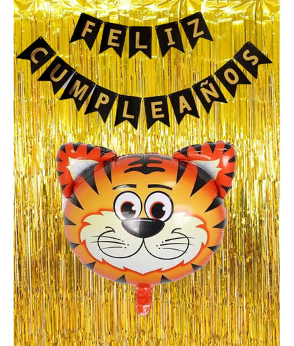 Combo Fiesta Cumpleaños Globos Temática Tigre Animal Selva