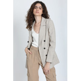 Blazer Cruzado Principe De Gales Beige Liola