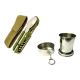 Set Campamento Cubiertos Con Vaso Plegable  Camping Kaos 11