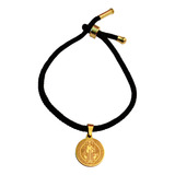 Pulsera Proteccion San Benito Medalla Chapa Oro 24 K Suerte