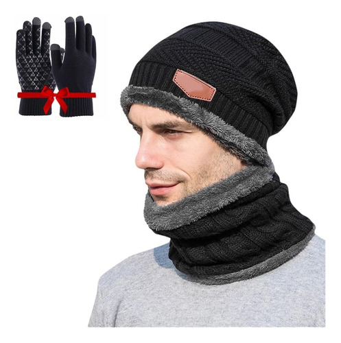 3 Pcs De Ropa Cálida De Termicos Gorro, Bufanda Y Guantes