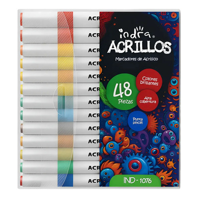 Marcadores Acrilicos Indra Acrillos Punta Pincel 48 Colores Brillantes | MercadoLibre