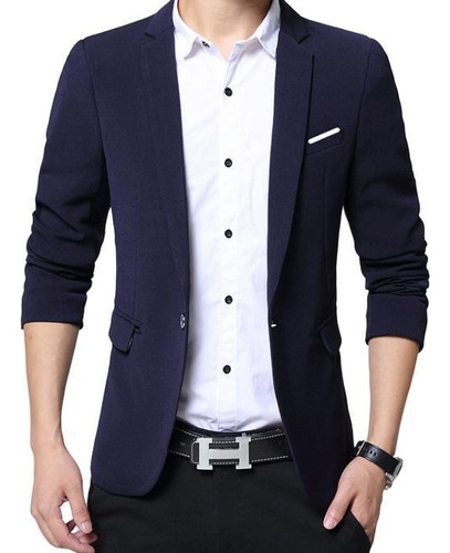 Saco Blazer Hombre Negro Casual Moda Caballero Slim Fit