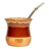 Mate Chaquito Elemental Ceramica Y Madera + Bombilla + Funda