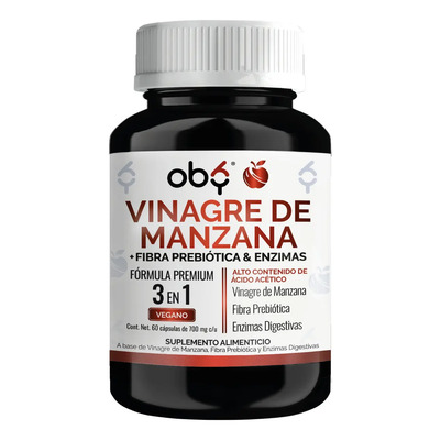 Vinagre De Manzana Con Enzimas Digestivas - 700 mg| Prebioticos De Inulina De Achicoria | Capsulas Veganas | Candida Cleanse | Oby Vitaminas Mujer Y Hombre 60 Caps | MercadoLibre