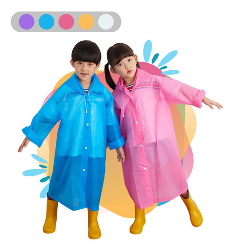 Capa De Chuva Infantil Criança Transparente Reforçada Pvc 