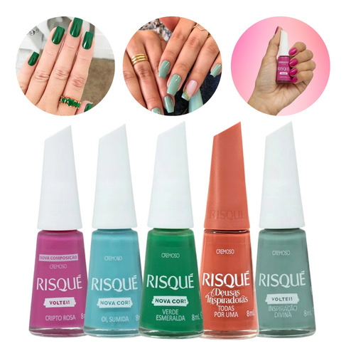 Kit 5 Esmaltes Risque Hipo Coleção Voltei! Novo Lançamento