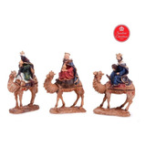 Reyes Magos En Camellos Para Pesebre 16 Cm Adorno Navidad