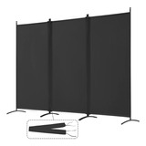 Biombo Spurgehom 3 Panel Room Divider Con Diseño Tela Color Negro