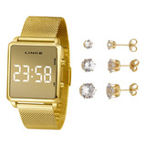 Relógio Digital Feminino Dourado Lince Mdg4619l Promoção